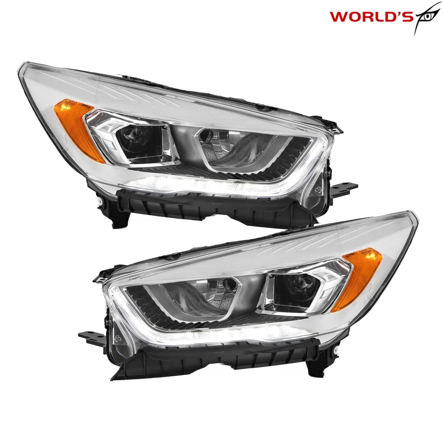 Halogen Headlights for Ford Escape (2017–2019) Chrome with LED DRL Left & Right