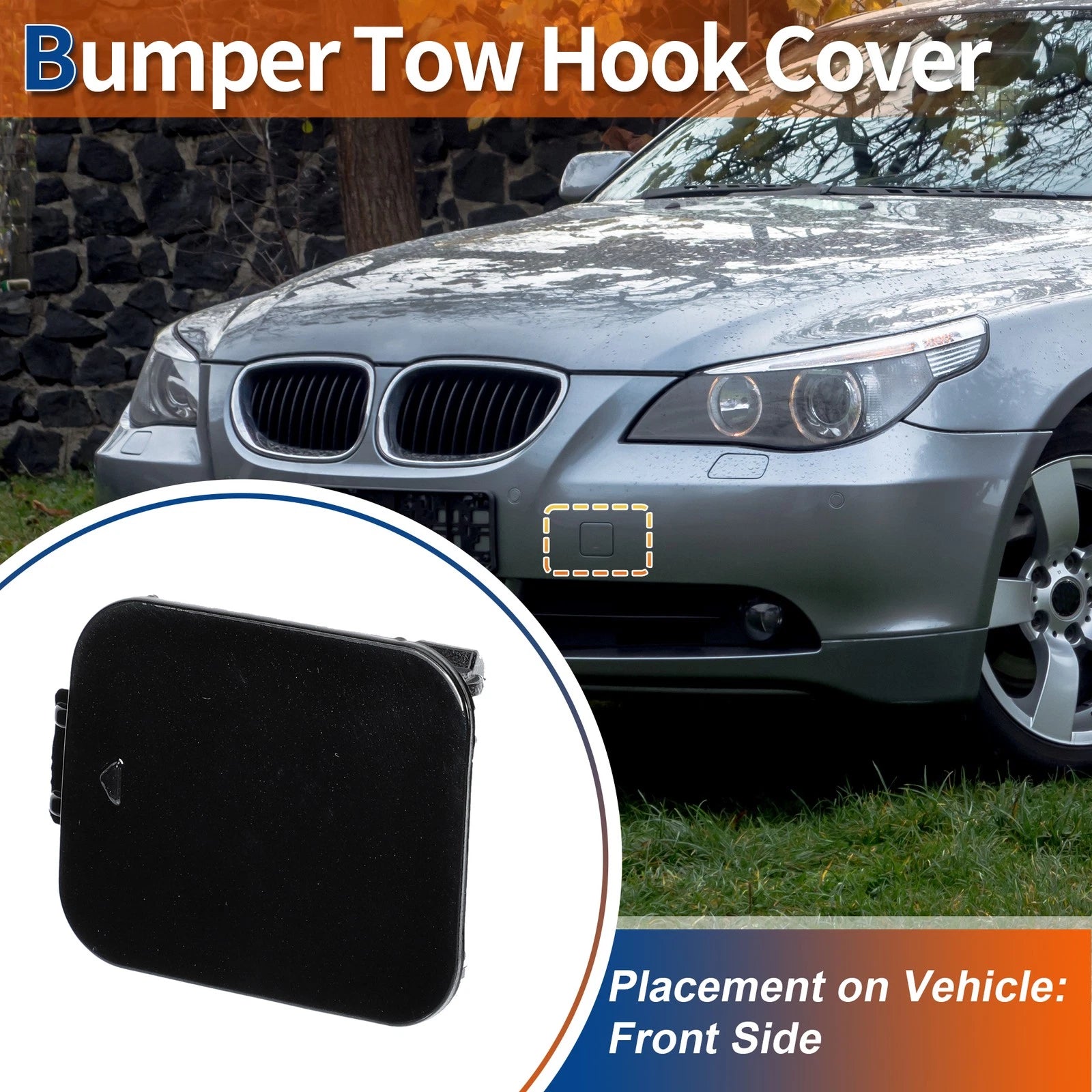 Tow Hook Cover for BMW 528i 535i 550i (2011–2016) No. 51117184708 Black