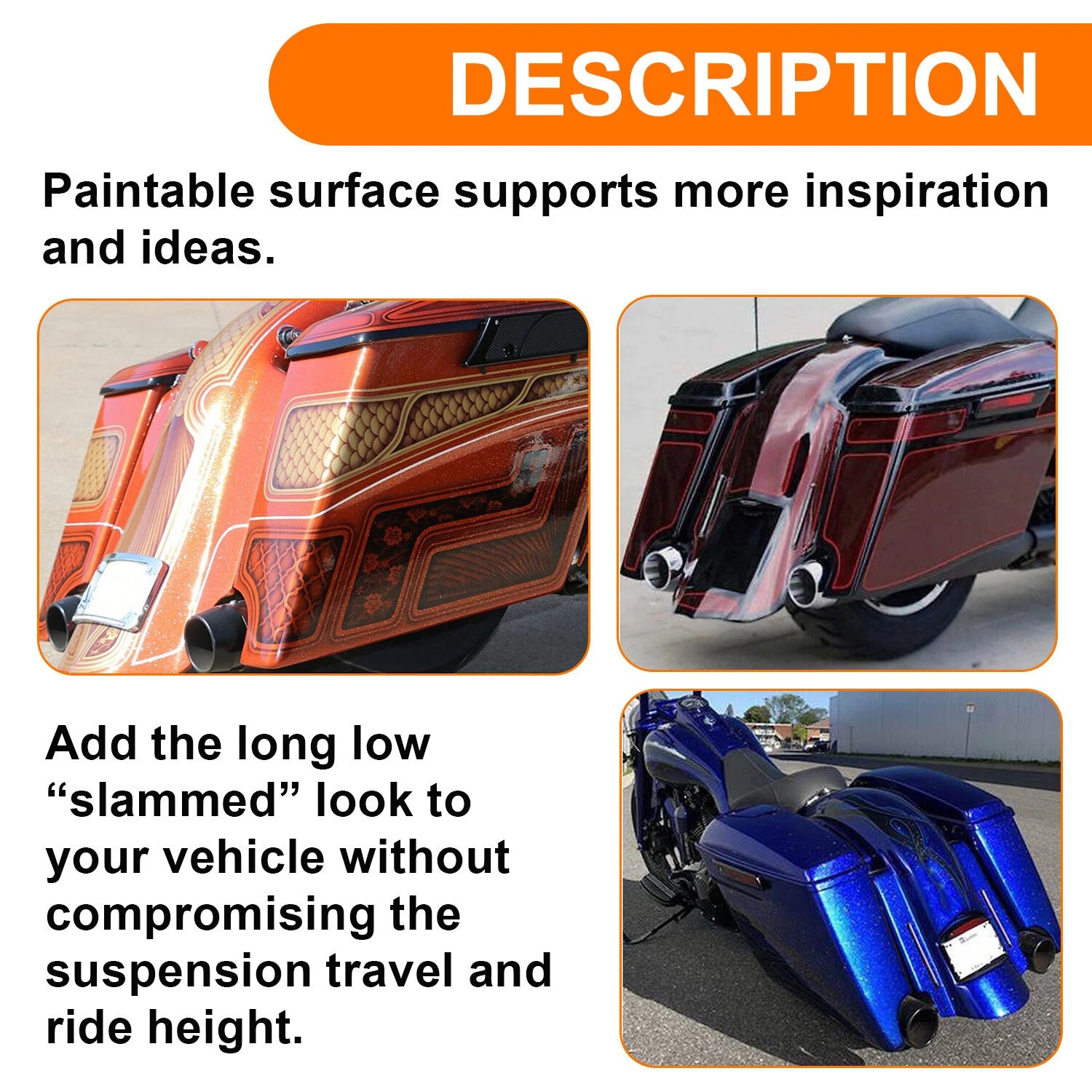 5" Stretched Hard Saddlebag for Harley Road King, Street Glide (2014–2024)