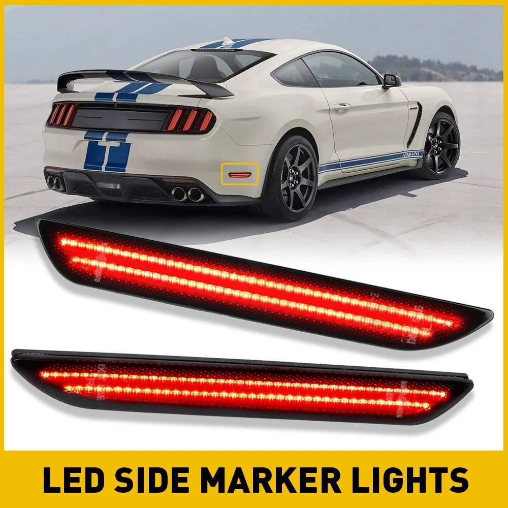 Smoke Lens LED Red Rear Side Marker Lamps for Mustang (2015–2023)