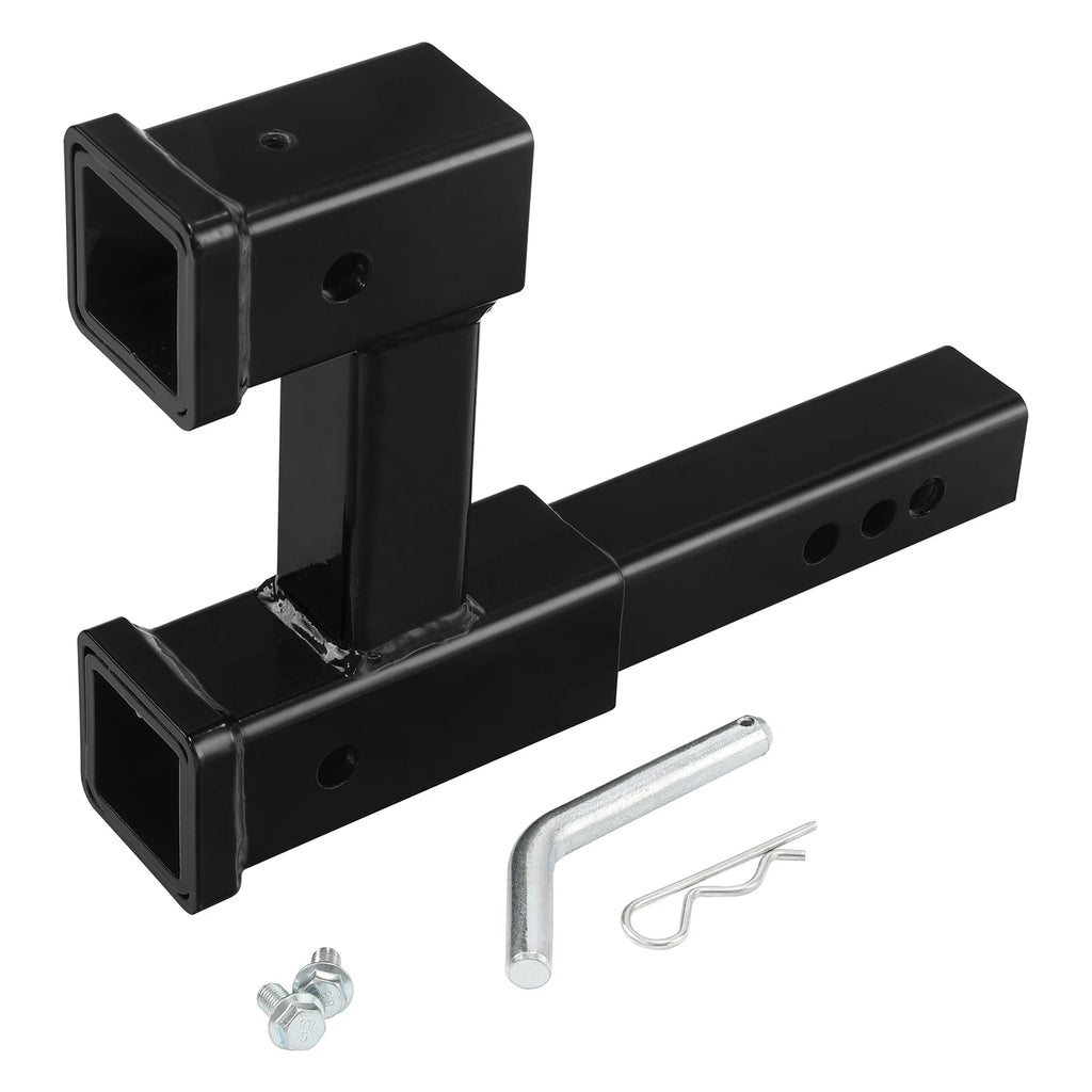 Dual 2" Trailer Hitch Receiver Rise-Drop Adapter Extender Tow 4000 LB