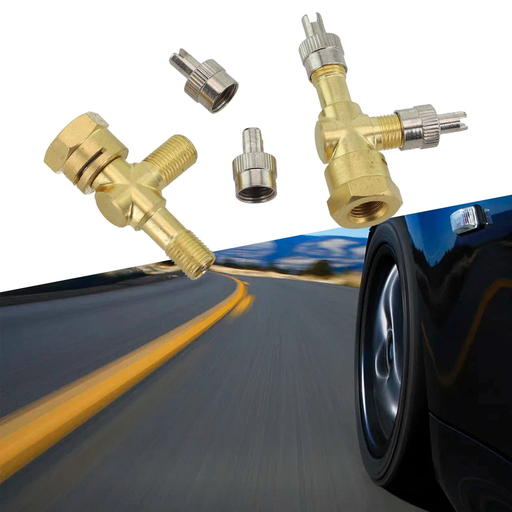 2X TPMS Valve Tee Adapter for Motorcycles and Cars (Pack of 2)