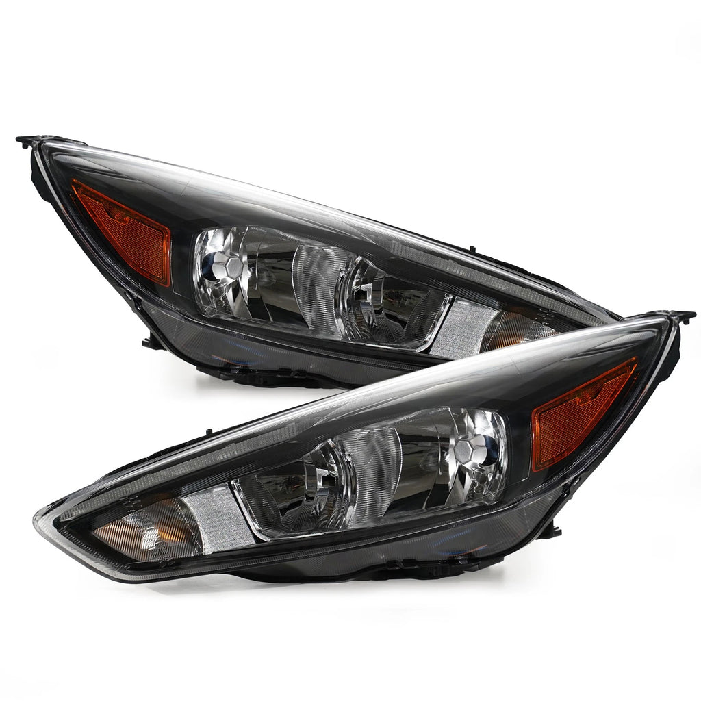 Set of 2 Upgrade Black Conversion Halogen Headlights for Ford Focus (2015–2018)