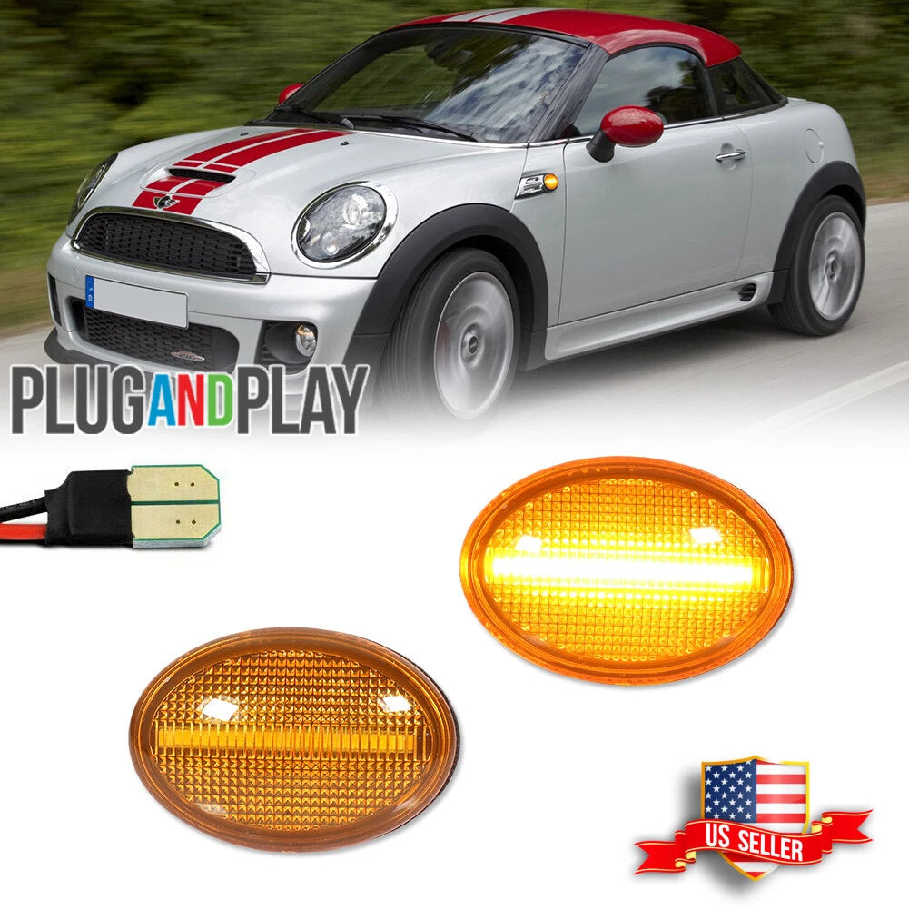 2X Amber LED Side Marker Lights for MINI Cooper R55 R56 R57 R58 R59