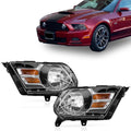 Front Pair Headlights Black for Ford Mustang (2010–2014)