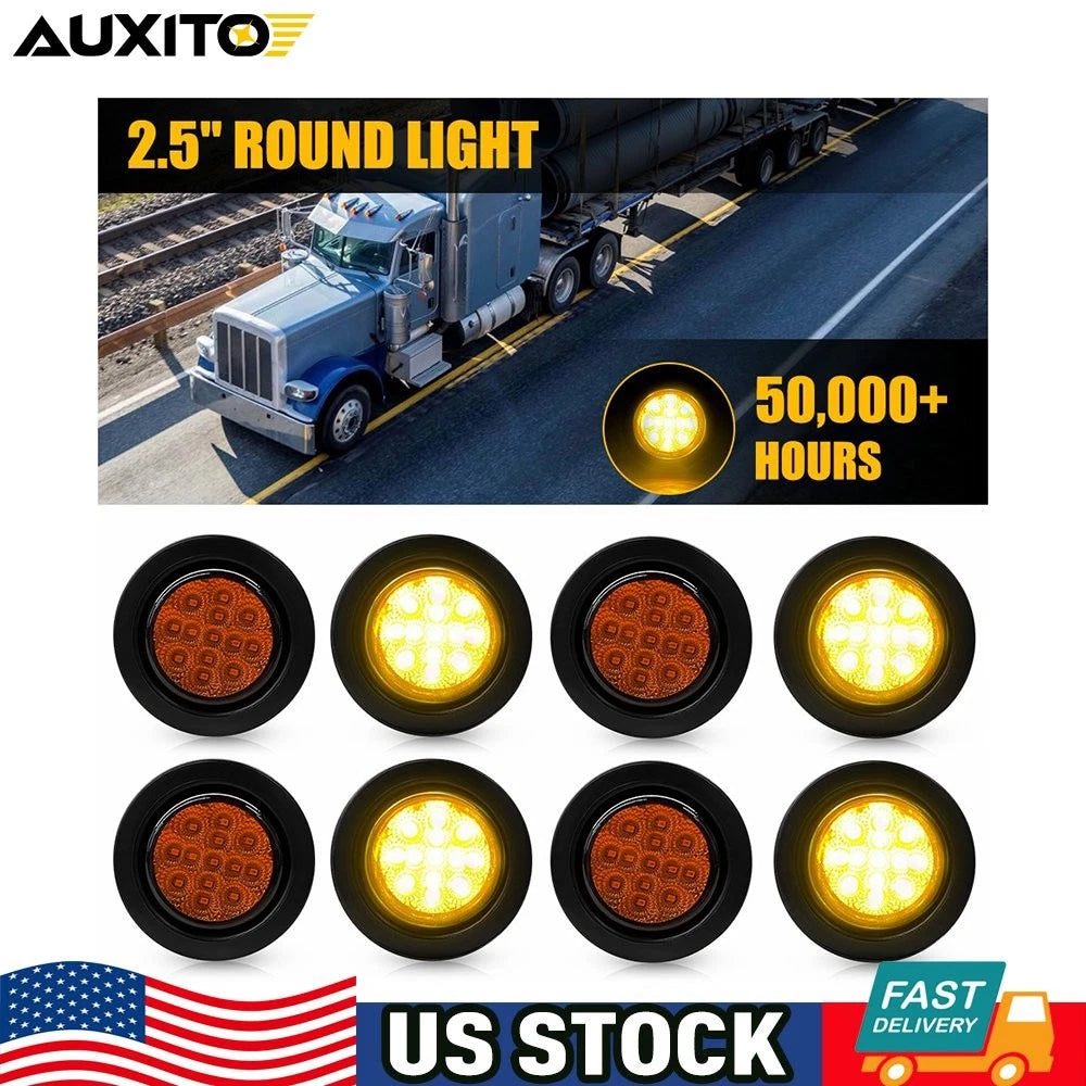 Set of 8 LED Trailer Side Marker Clearance Lights for Various Models (12V)