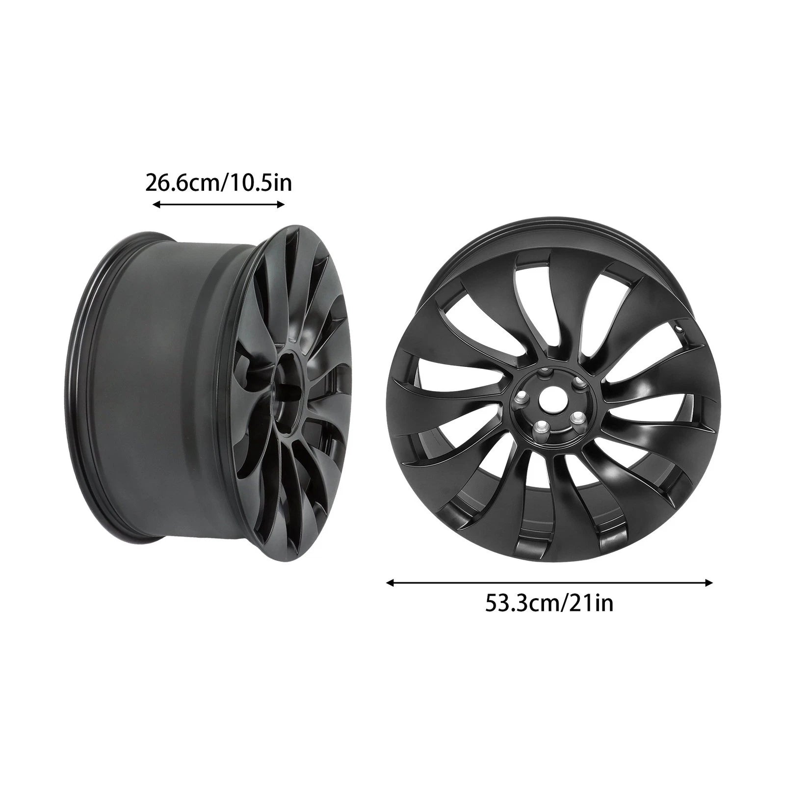 21" x 10.5" Matte Black Replacement Wheel Rim for Tesla Model Y (2020–2024)
