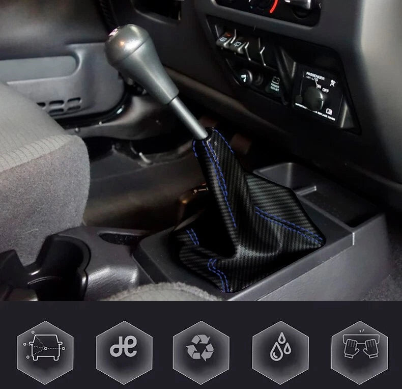 Manual Shift Boot for Jeep Wrangler (2003–2006) Carbon Fiber Blue Stitch