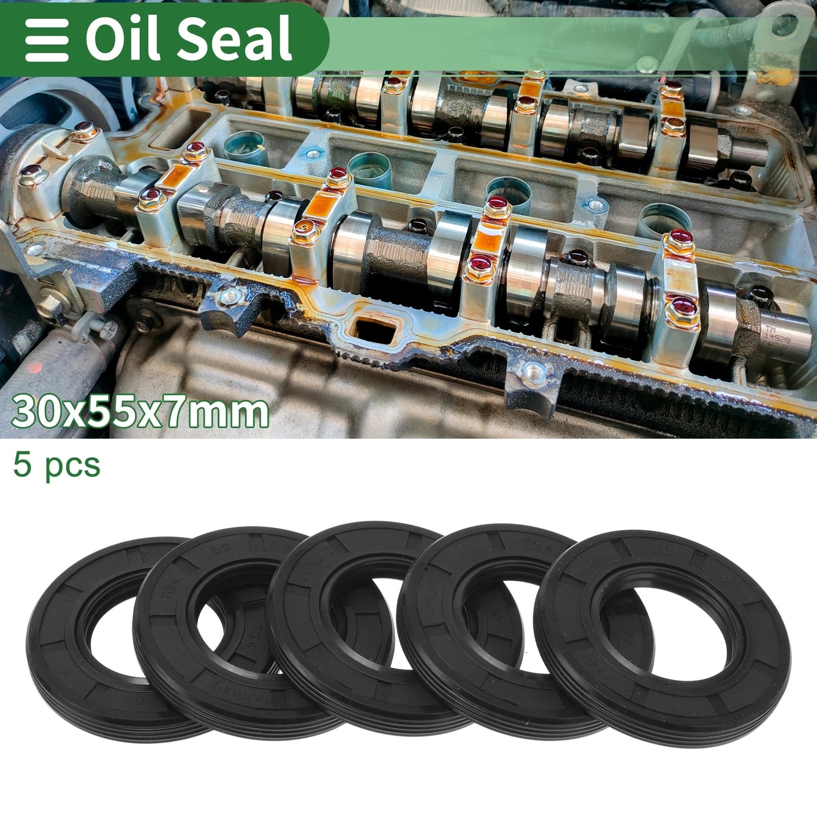 Set of 5 Oil Seal TG4 Lip Seal Ring NBR Rubber 30x55x7mm
