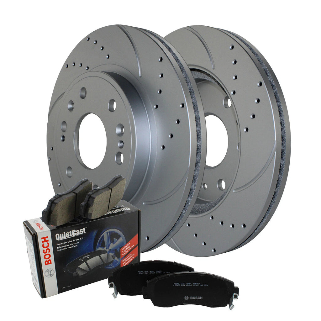 Front Brake Kit 330mm Drilled Disc Rotors & Bosch Pads for Chevy GMC