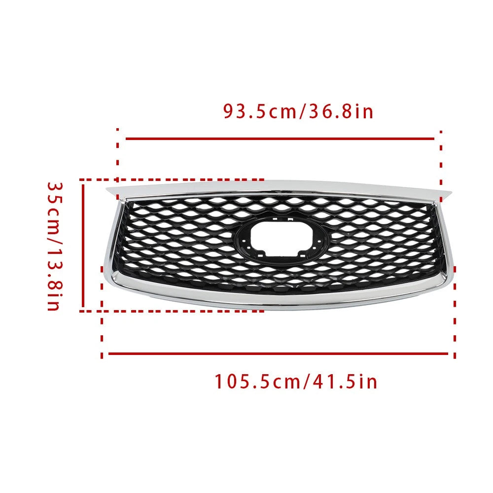 Front Upper Grille for Infiniti QX50 (2019–2023) Chrome Black with Camera Option