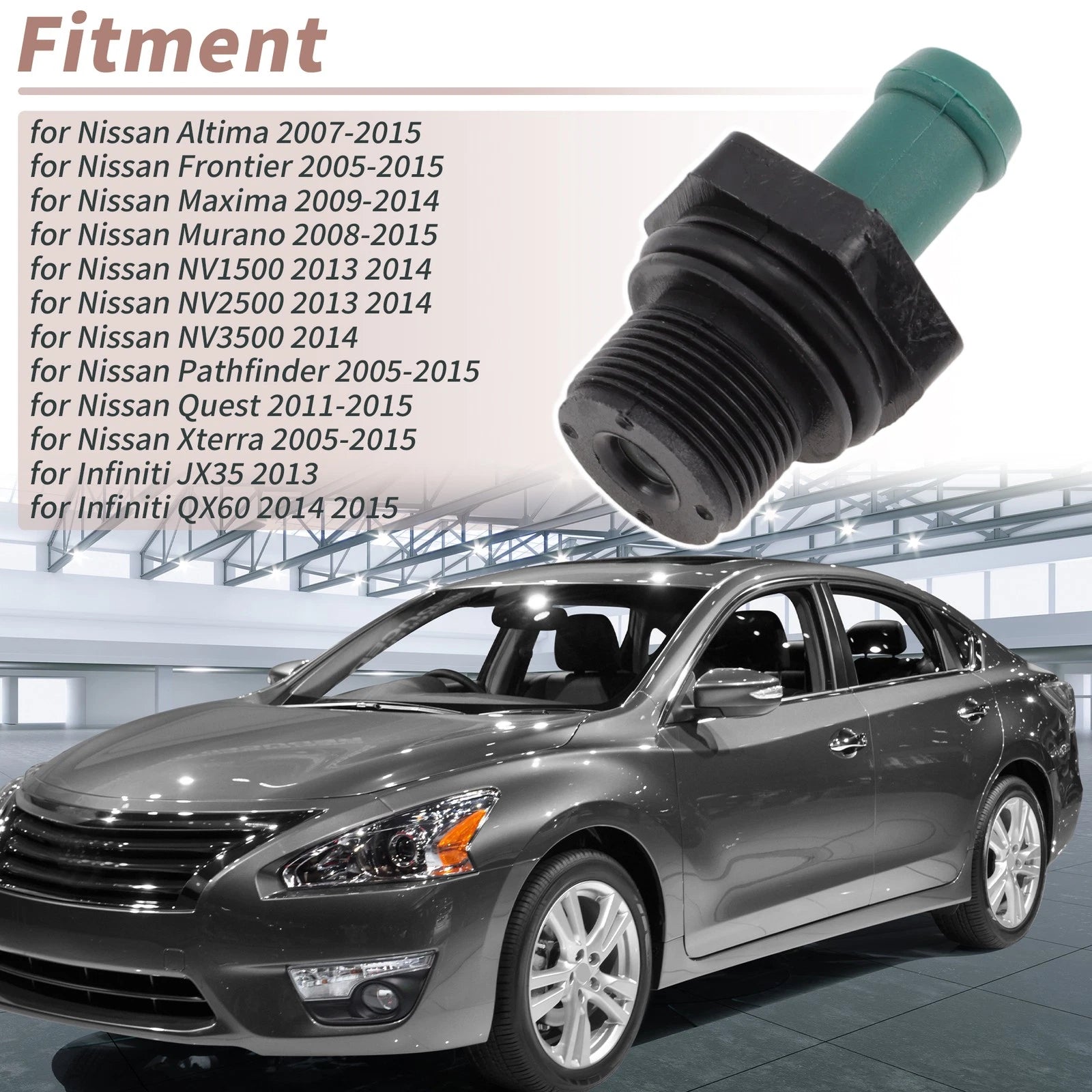 Set of 2 PCV Valves for Nissan Altima (2007–2015) 118106N202 Plastic Black Green
