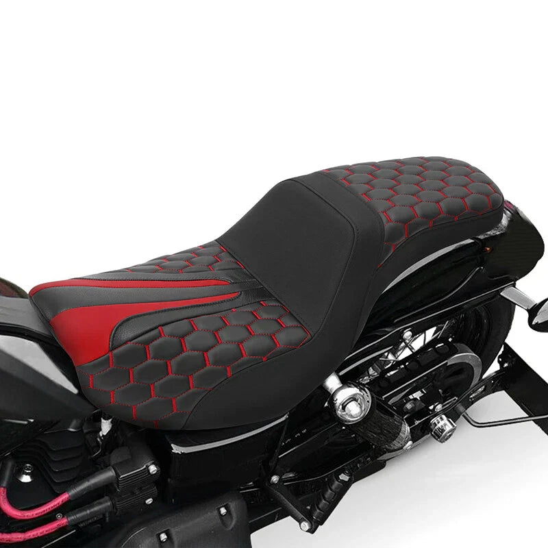 Black Red Driver & Passenger Seat for Harley Dyna Street Fat Bob (06-17)