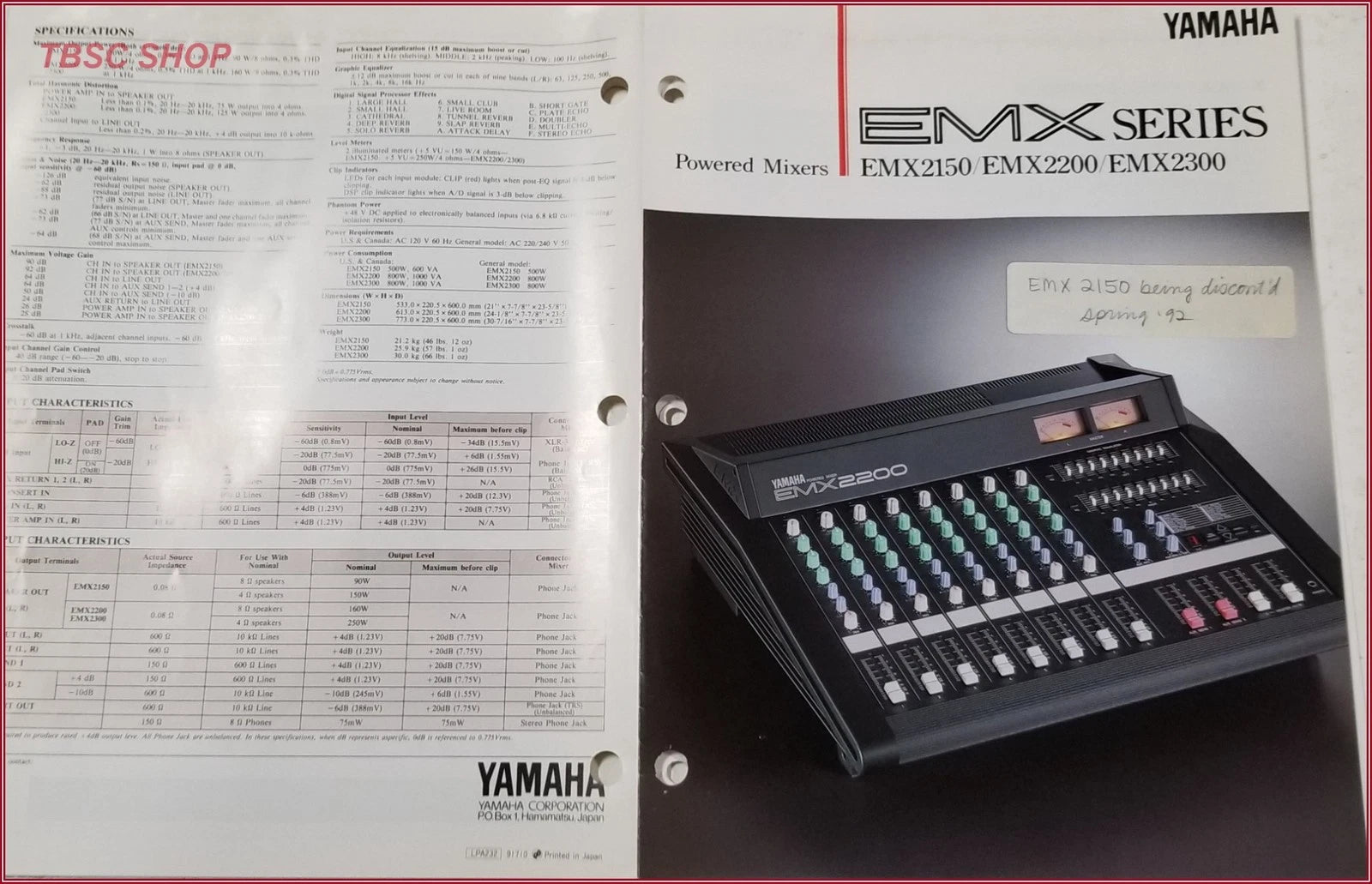 Yamaha EMX2150 EMX2200 EMX2300 Powered Mixers Sales Brochure