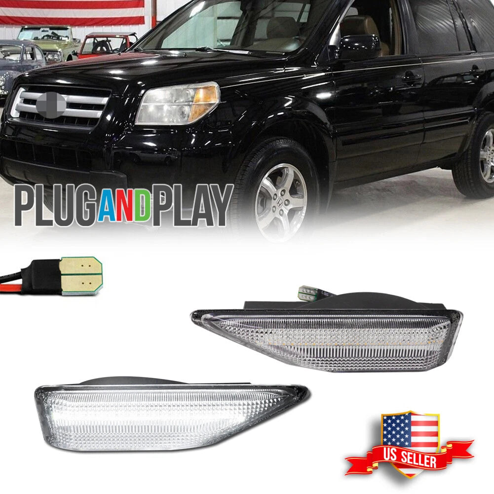 2X Clear LED Side Marker Lights for Honda Element (2009–2010)