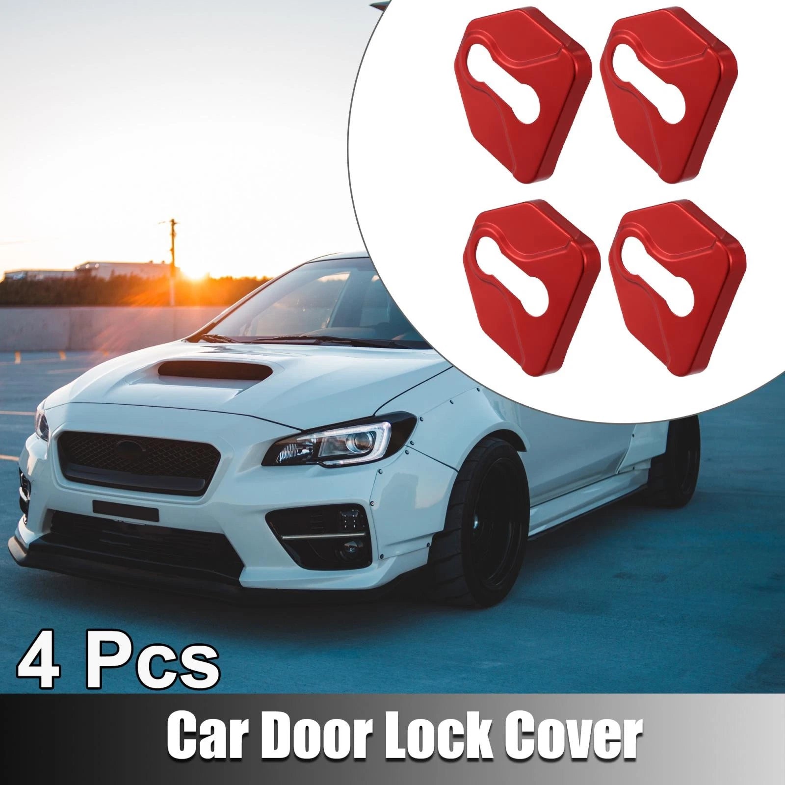 Set of 4 Door Lock Latches Covers for Subaru (Red)
