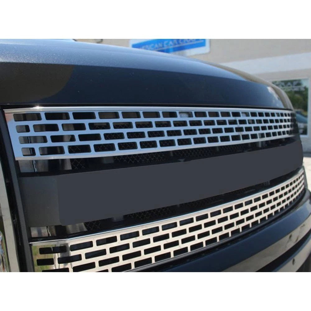 Polished Stainless Steel Upper Front Grille Overlay for 10-14 Ford F-150 Raptor