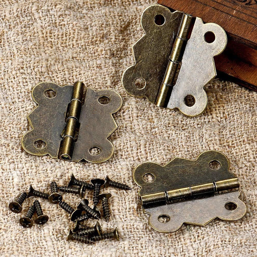 10pcs Hinges with Screws for Jewelry Chest Wine Music Box Dollhouse