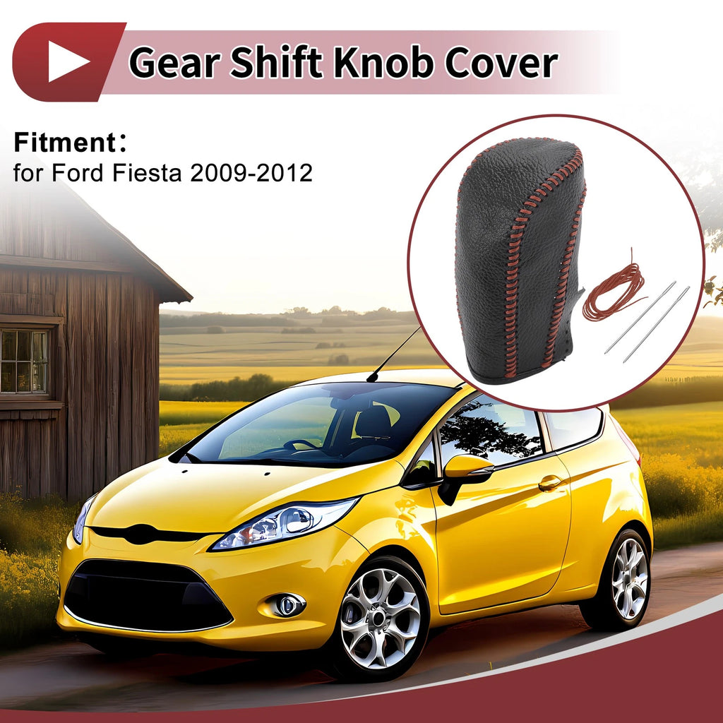 Gear Shift Knob Cover for Ford Fiesta (2009–2012) Brown Faux Leather