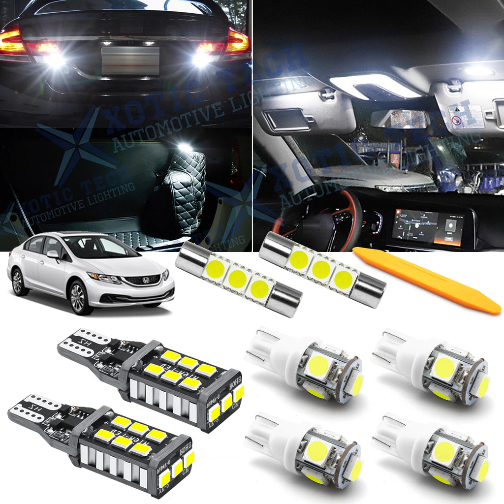 White LED Interior Lights Reverse Package for Honda Civic (2016–2020)