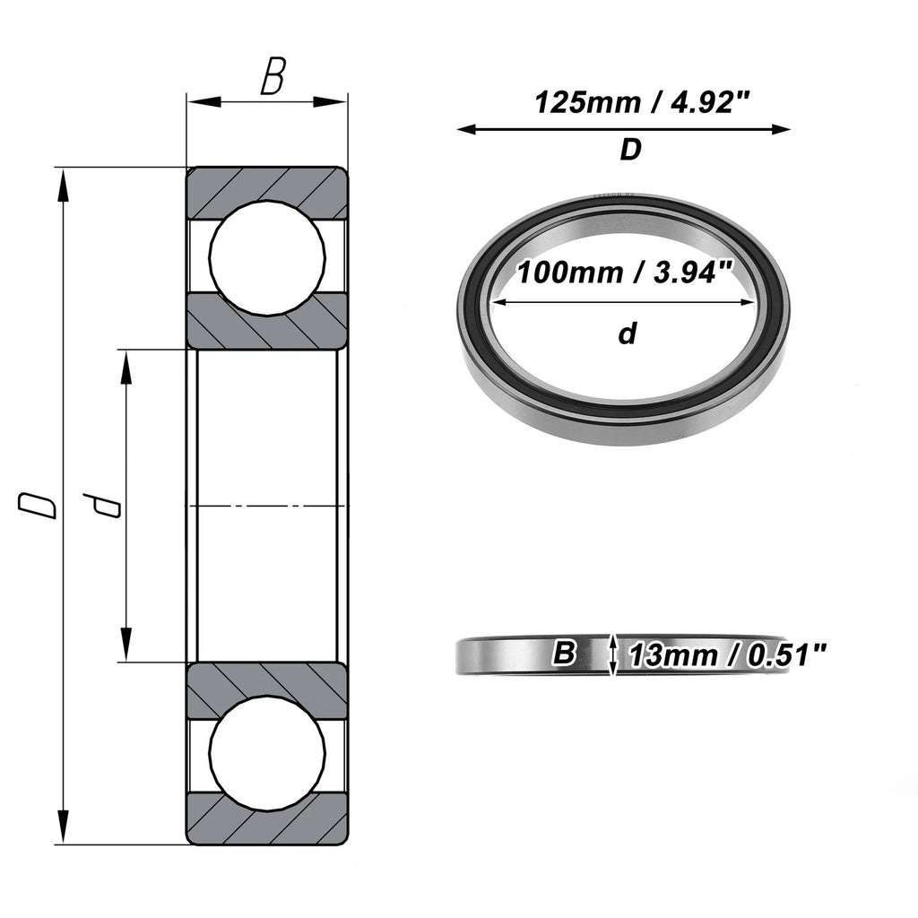 Deep Groove Ball Bearing 100x125x13mm for Scooter Skateboard (6820DD)