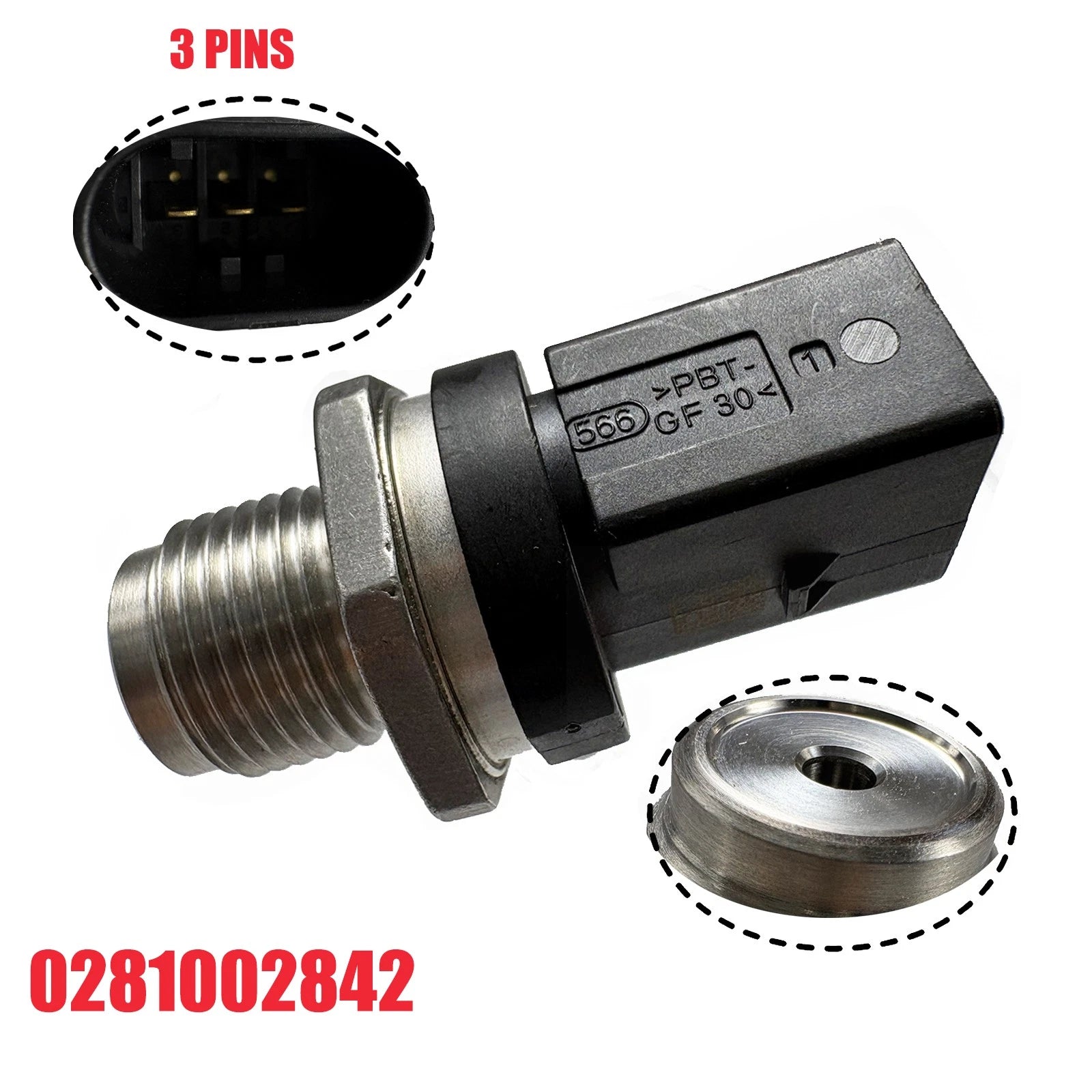Fuel Rail High Pressure Sensor for Dodge Sprinter 3500 (2004–2009) 0281002842