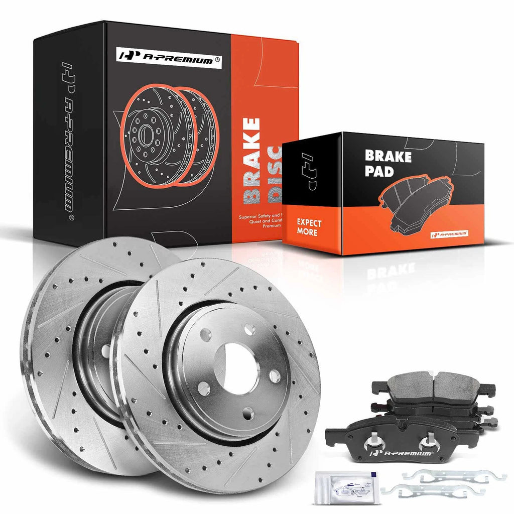Front Drilled Brake Rotors & Ceramic Pads for Jeep Grand Cherokee (2011–2020)