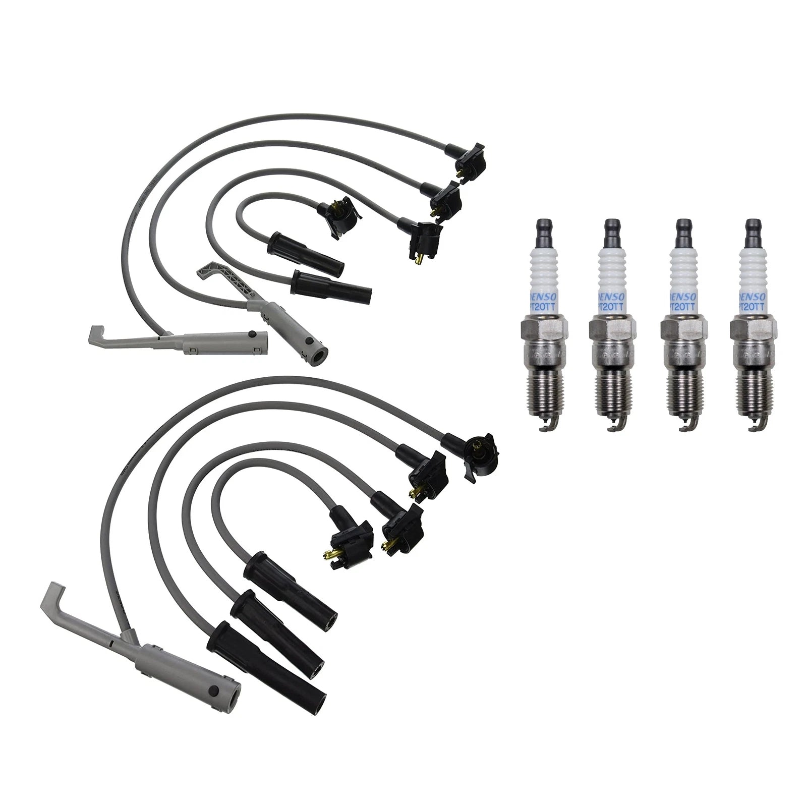 Denso 8mm Wire Set & 4 Platinum Spark Plugs for Mazda B2300 (1994–2006)