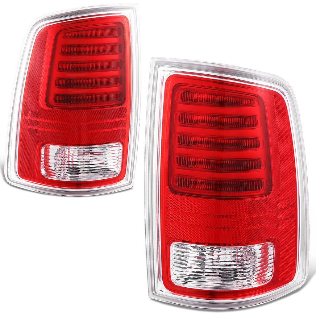Chrome Housing Red Lens Tail Lights for RAM 1500 2500 3500 (2013–2022)
