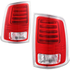 Chrome Housing Red Lens Tail Lights for RAM 1500 2500 3500 (2013–2022)