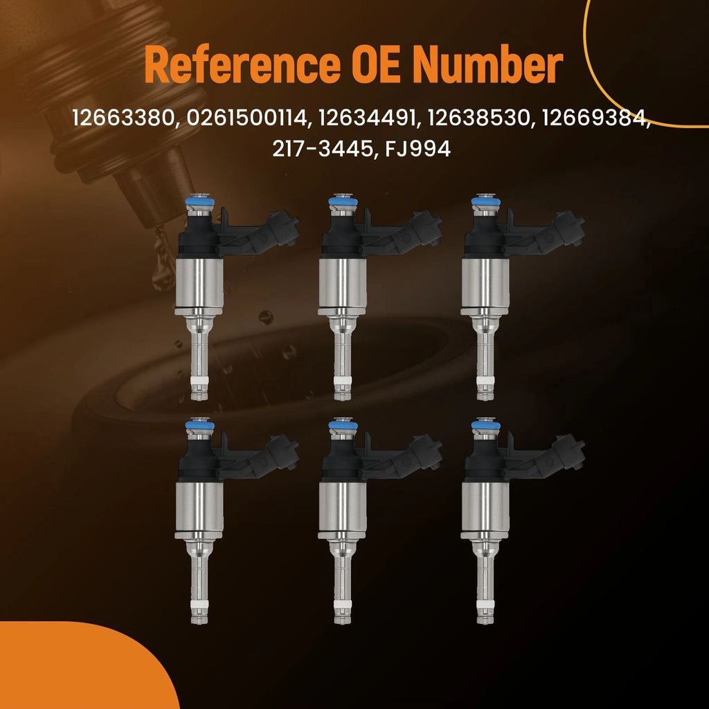 Set of 6 Fuel Injectors 0261500114 for GMC Acadia 3.6L (2012–2017)