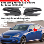 Pair Gloss Black Side Mirror Cap Covers for Lexus LS460 LS600h (2009–2012)