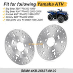 2 Front Brake Disc Rotors for Yamaha Big Bear 350 400 (1990–1999) 4KB-2582T-00