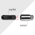 Set of 20 M12X1.5 Black JDM Open End Conical Wheel Lug Nuts + Extension 20mm