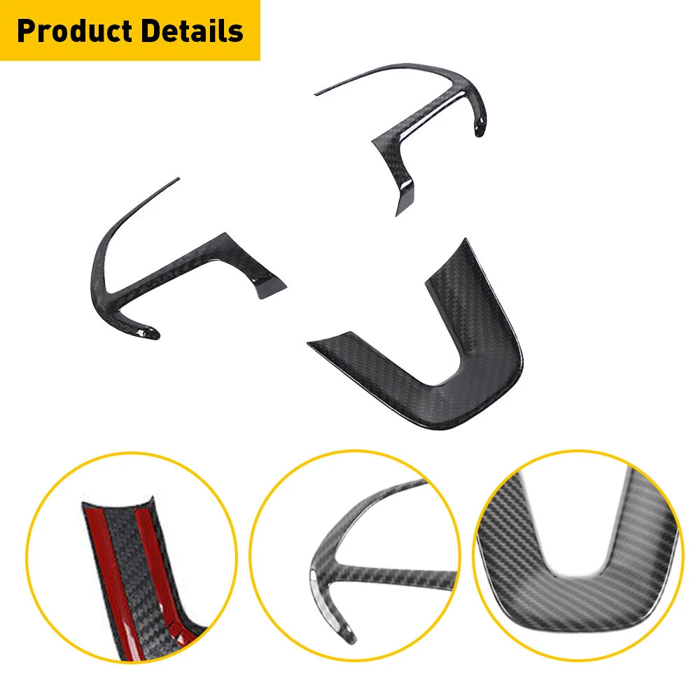 Carbon Fiber Steering Wheel Trim for Dodge Challenger Charger (2015–2023)