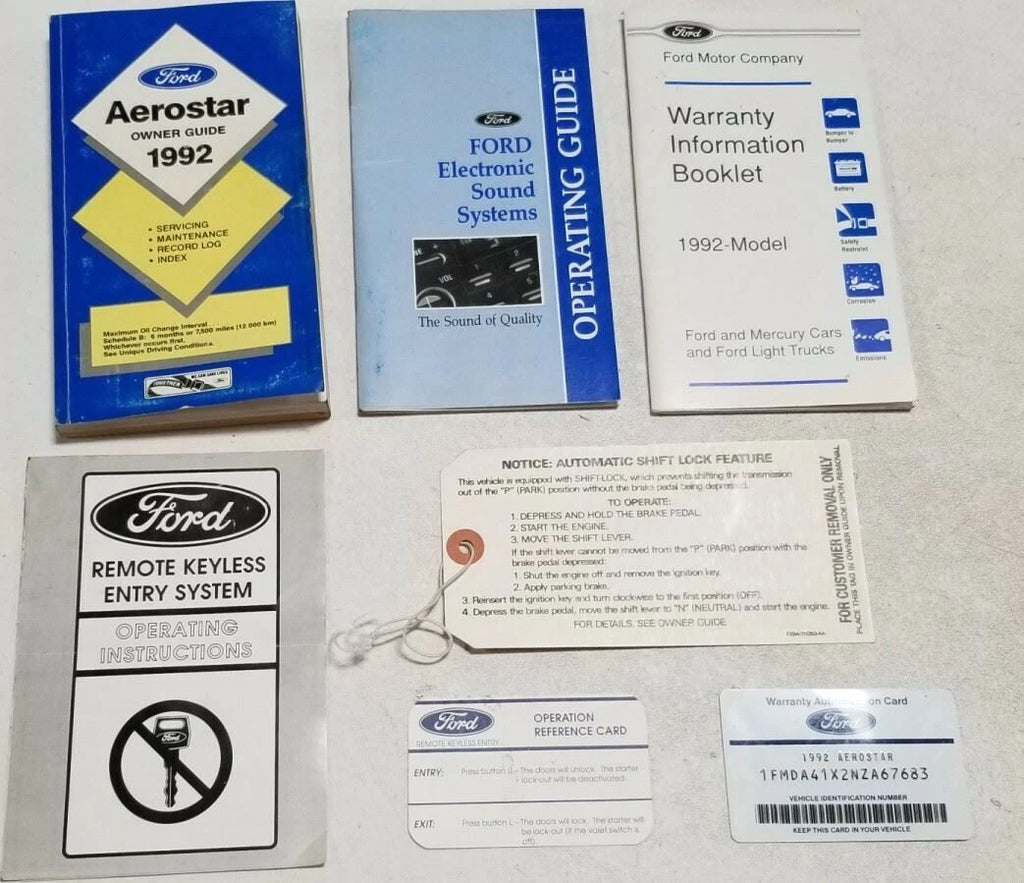Owners Manual Cover with Inserts and Case for Aerostar (1992)