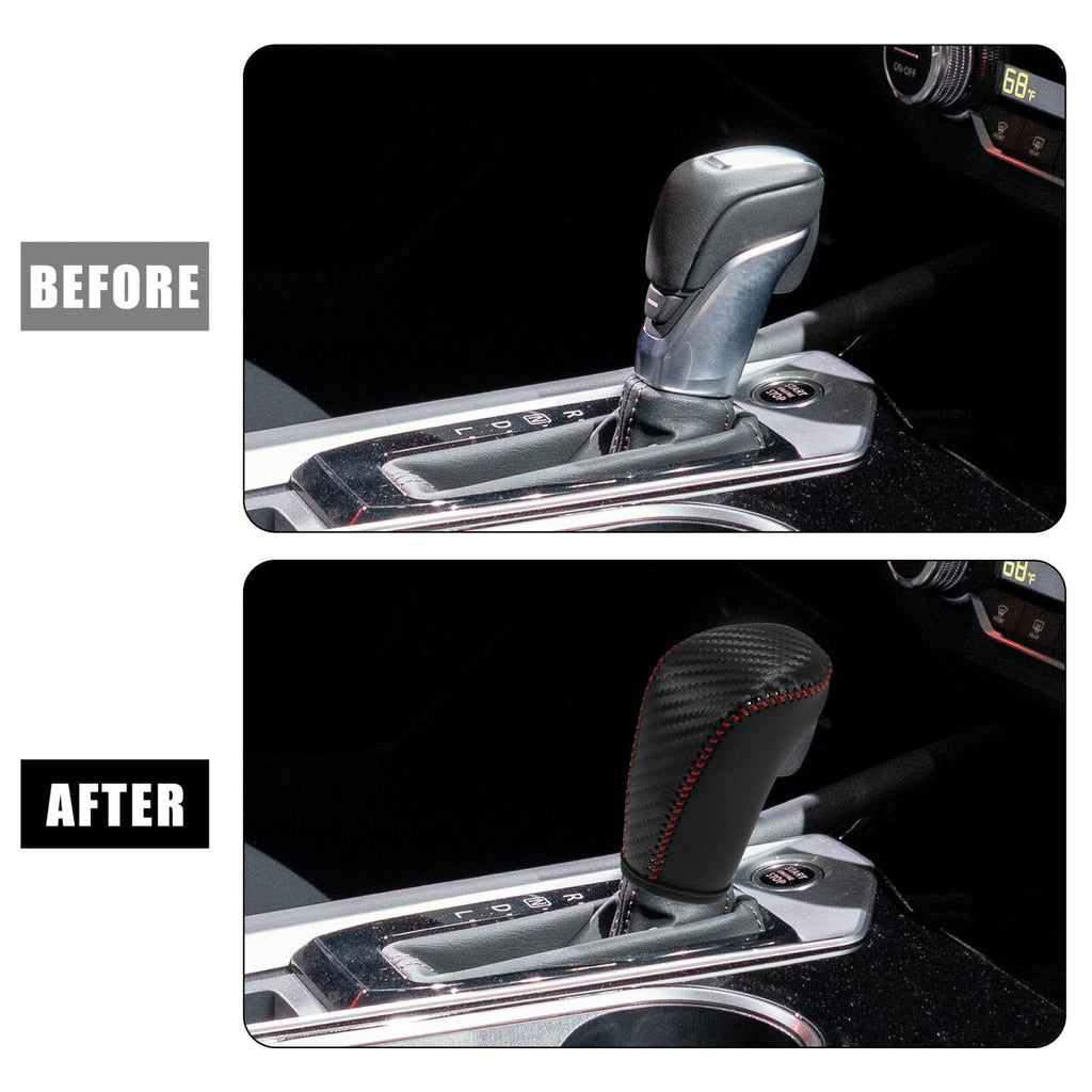Faux Leather Carbon Fiber Gear Shift Knob Cover for Nissan 