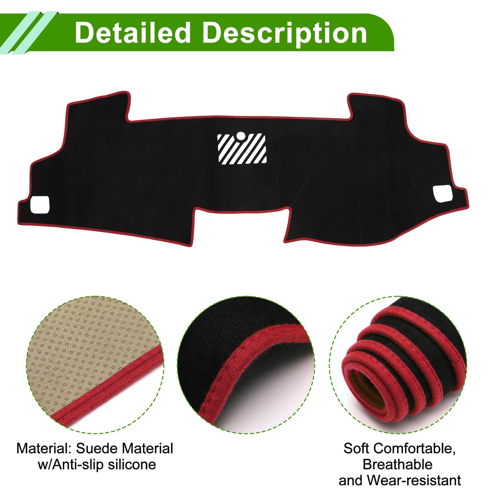 Dashboard Cover Mat for Toyota Camry (2017–2024) Sun Protector Black Red