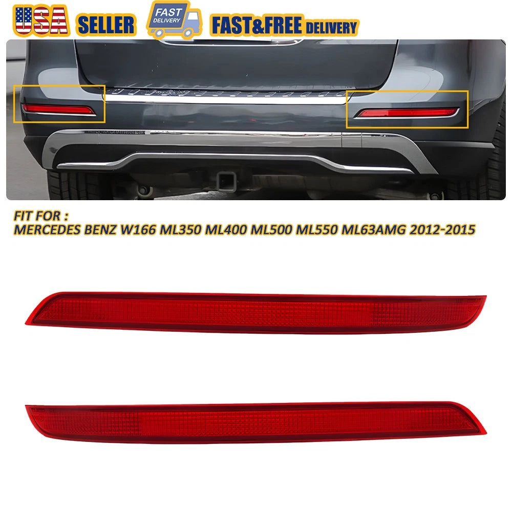 2X Rear Bumper Reflector Light for Mercedes Benz ML350 (2012–2015) 1668200074