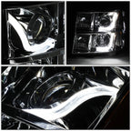 Chrome Amber Signal 3D LED Bar Projector Headlights for GMC Sierra (2007–2014)
