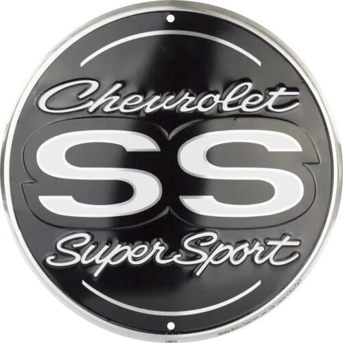 12" Embossed Circle Metal Sign for Chevrolet Super Sport SS