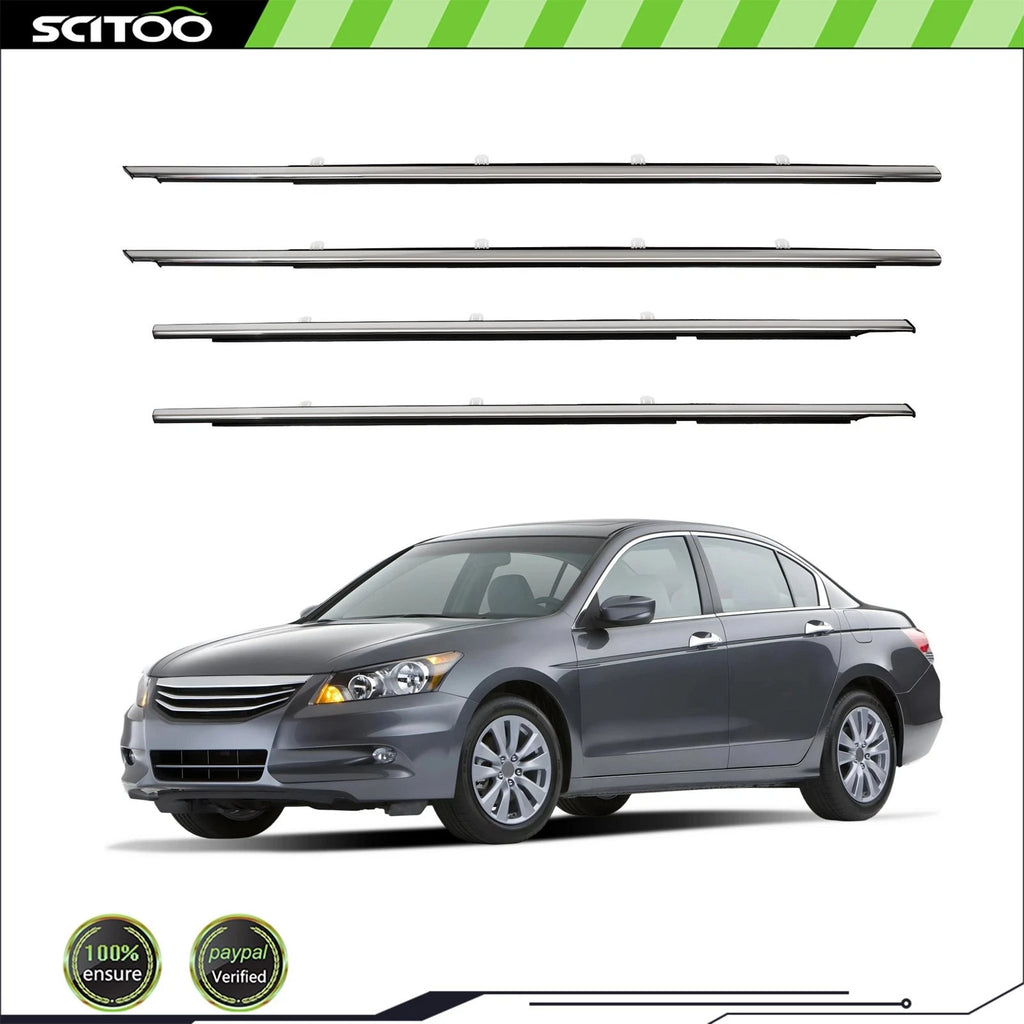 Set of 2 Front & Rear Window Scraper Seal Belt Weatherstrip for Honda Accord (2008–2012)