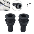 2X Marine Through Hull Fitting ABS Black Connector for Boat Plumbing