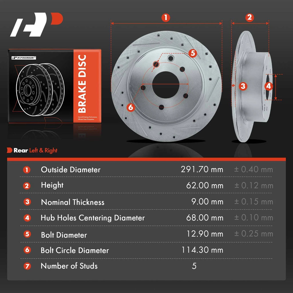 Rear Drilled Brake Rotors for Nissan Altima Maxima (2002–2023)