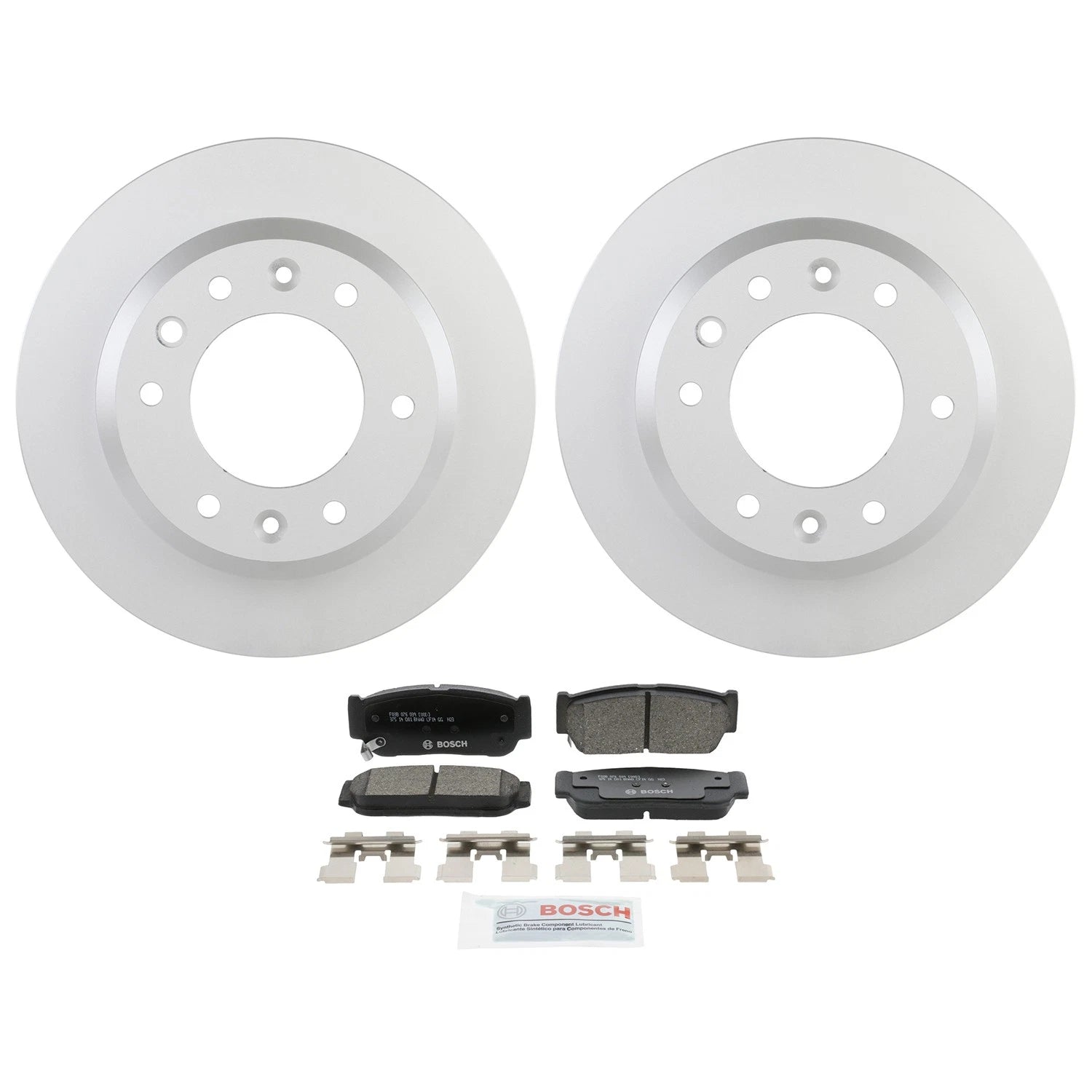 Set of 4 Bosch QuietCast Rear Rotors & Ceramic Brake Pads for Kia Sedona