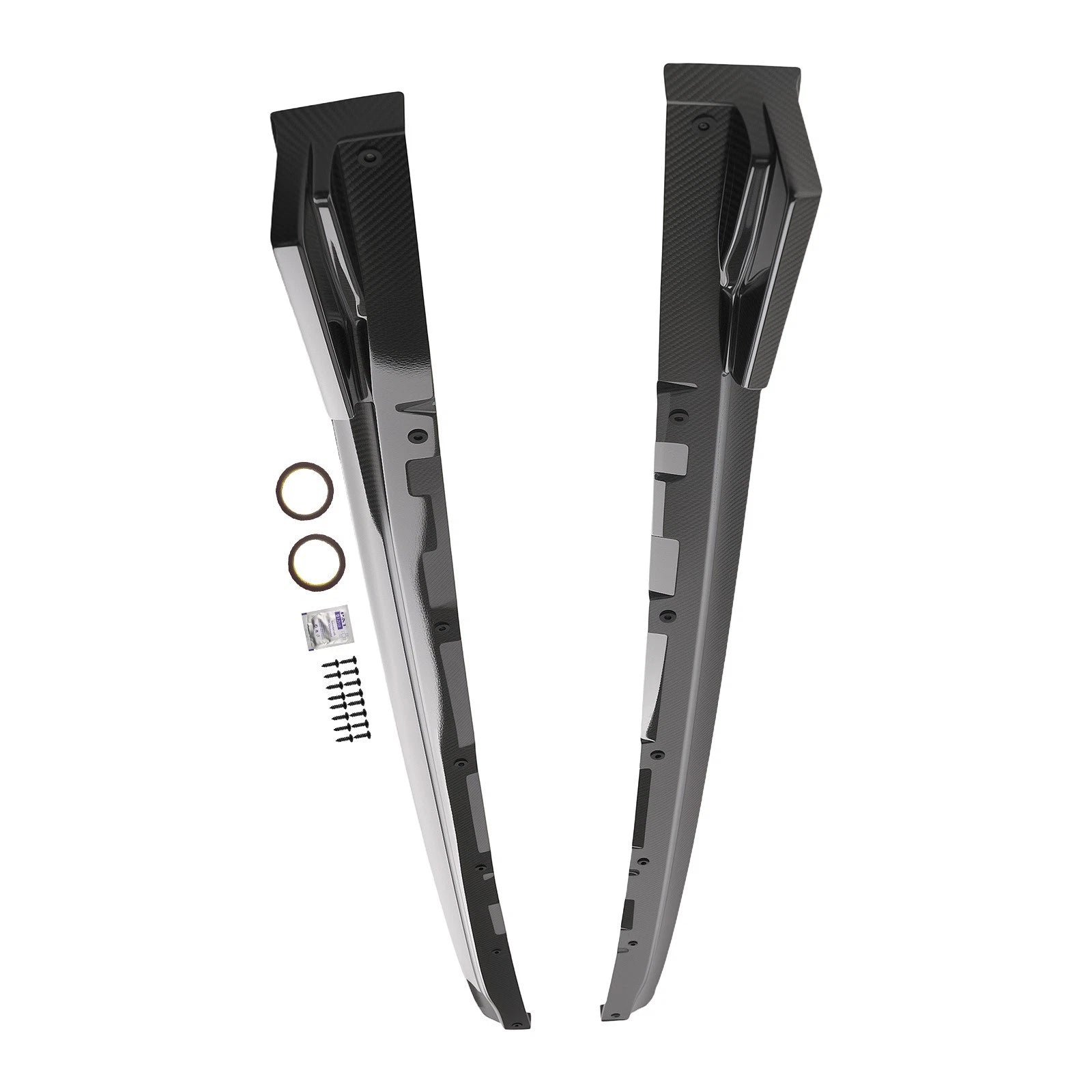 L & R Carbon Fiber Side Skirt Extension Lip for Subaru WRX STi (2015–2021)