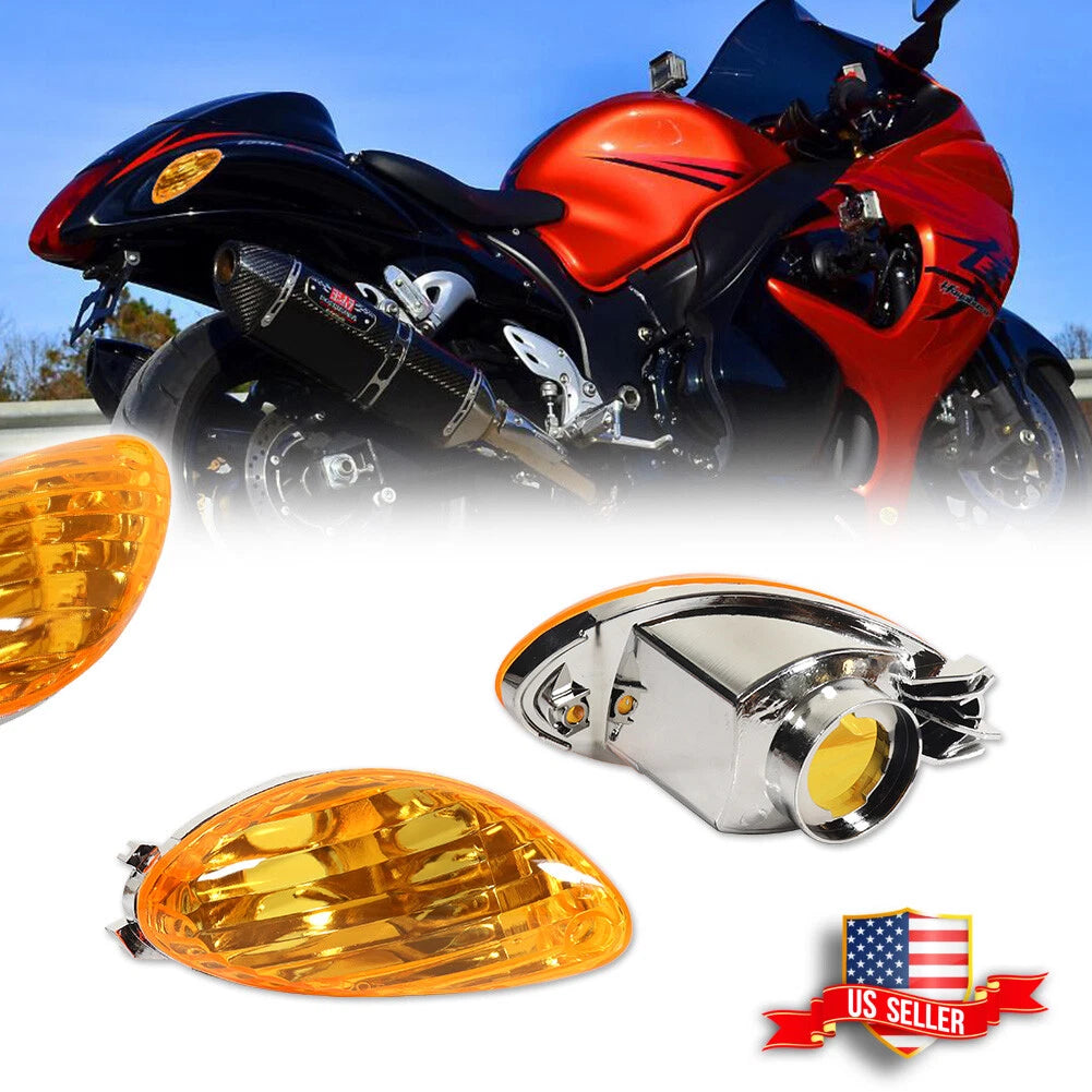 Set of 2 Amber Lens Rear Turn Signal Lights for Suzuki Hayabusa GSX1300R (2008–2020)