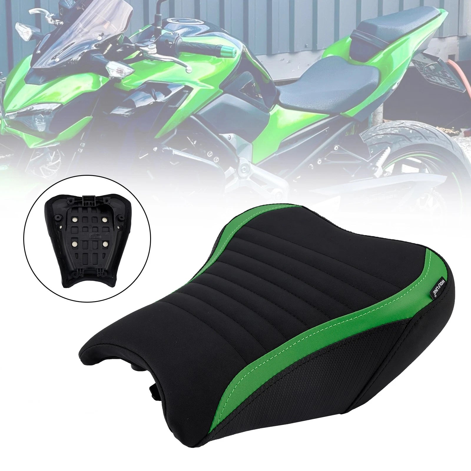 Front Rear Seat Cushion for Kawasaki Ninja Z900 (2017–2024) - Green