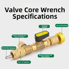 Quick Valve Core Removal Tool for Air Conditioning with Adapter