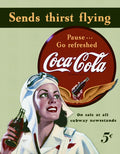 Vintage Coca Cola Tin Metal Sign Antique Soda Cup 1045